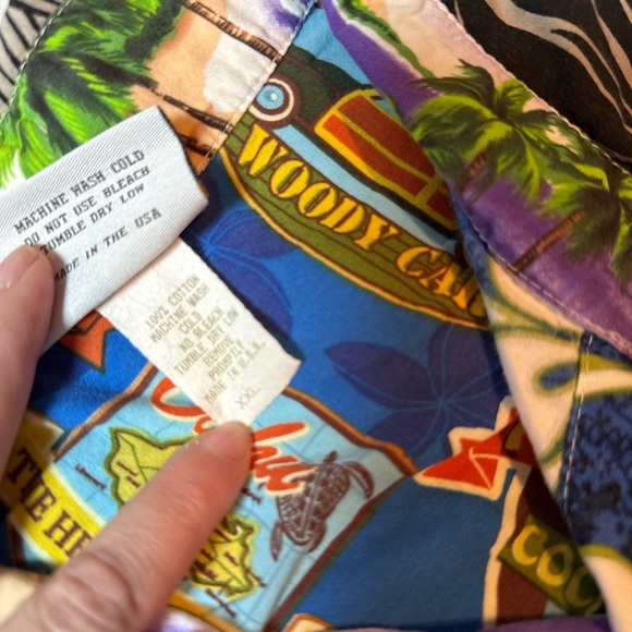 Wave Shoppe Floral Hawaiian Patchwork Casual Shirt 100% Cotton Made in USA - Picture 3 of 7
